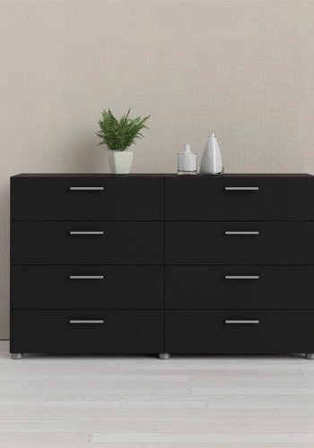 TVILUM Pepe dobbelt kommode, m. 8 skuffer - sort folie og plastik
