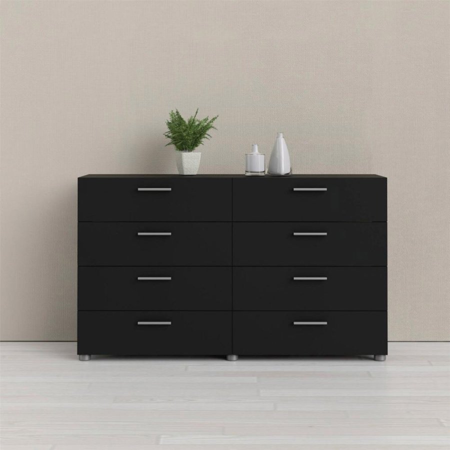 TVILUM Pepe dobbelt kommode, m. 8 skuffer - sort folie og plastik