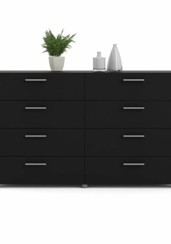 TVILUM Pepe dobbelt kommode, m. 8 skuffer - sort folie og plastik