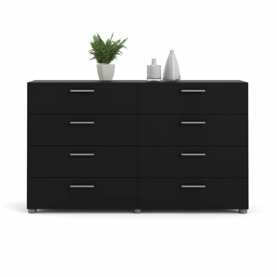 TVILUM Pepe dobbelt kommode, m. 8 skuffer - sort folie og plastik