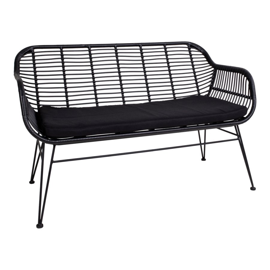HOUSE NORDIC Trieste havesofa, m. hynde - sort polyrattan og metal