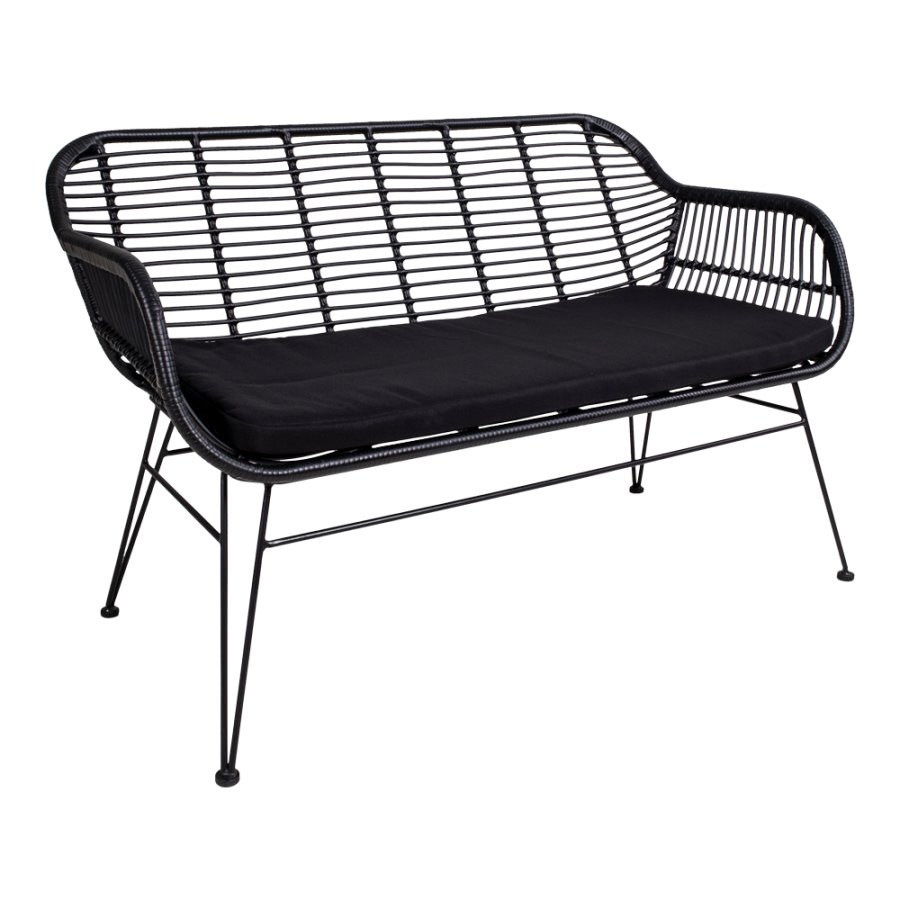 HOUSE NORDIC Trieste havesofa, m. hynde - sort polyrattan og metal