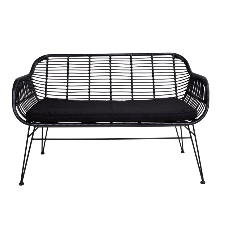 HOUSE NORDIC Trieste havesofa, m. hynde - sort polyrattan og metal