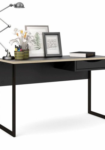 TVILUM Function Plus skrivebord, m. skuffe - sort folie og sort stl (130x48,4)