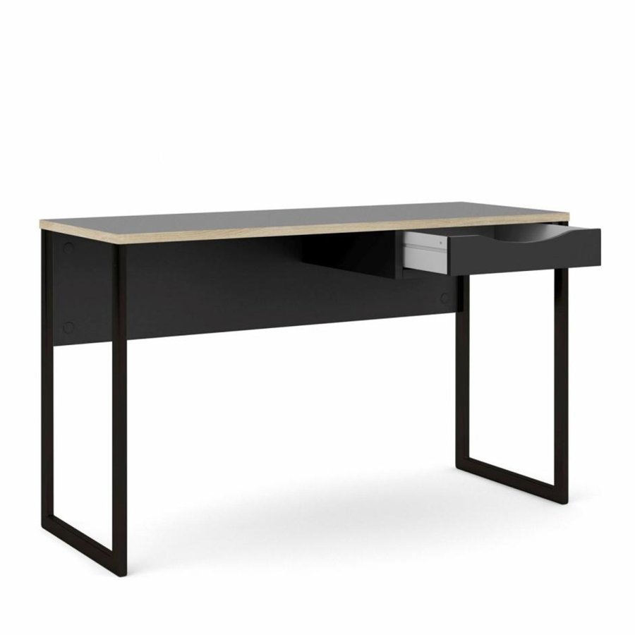 TVILUM Function Plus skrivebord, m. skuffe - sort folie og sort stl (130x48,4)