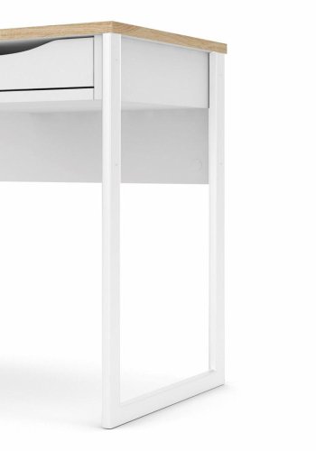 TVILUM Function Plus skrivebord, m. skuffe - hvid folie og hvid stl (130x48,4)