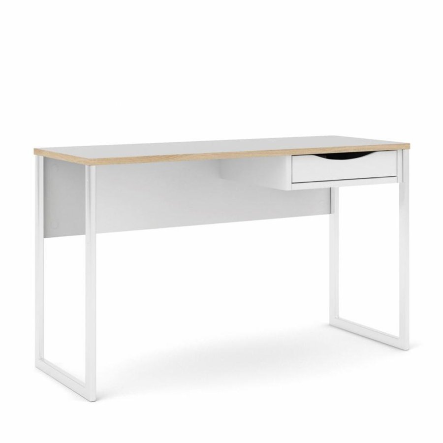 TVILUM Function Plus skrivebord, m. skuffe - hvid folie og hvid stl (130x48,4)