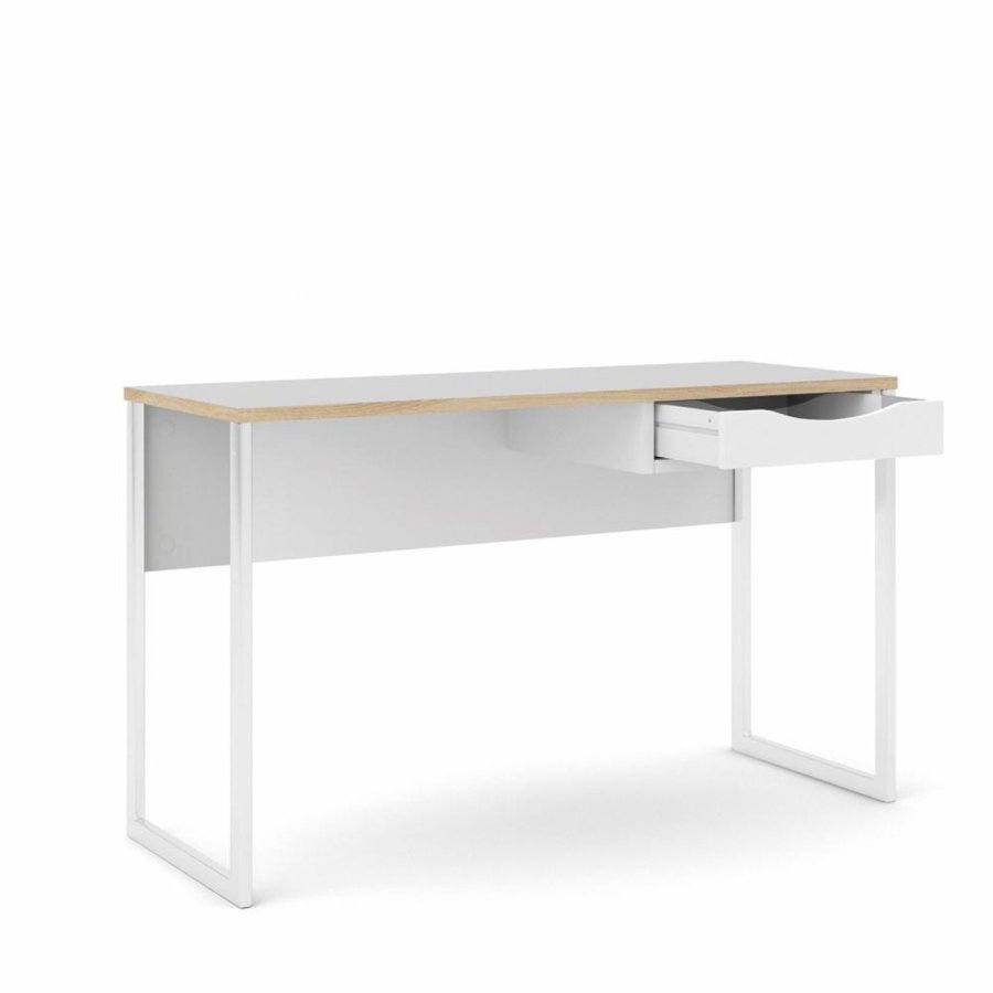 TVILUM Function Plus skrivebord, m. skuffe - hvid folie og hvid stl (130x48,4)