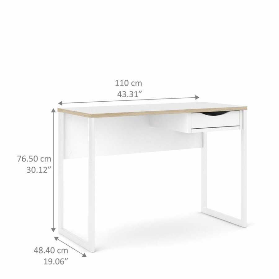 TVILUM Function Plus skrivebord, m. skuffe - hvid folie og hvid stl (110x48,4)
