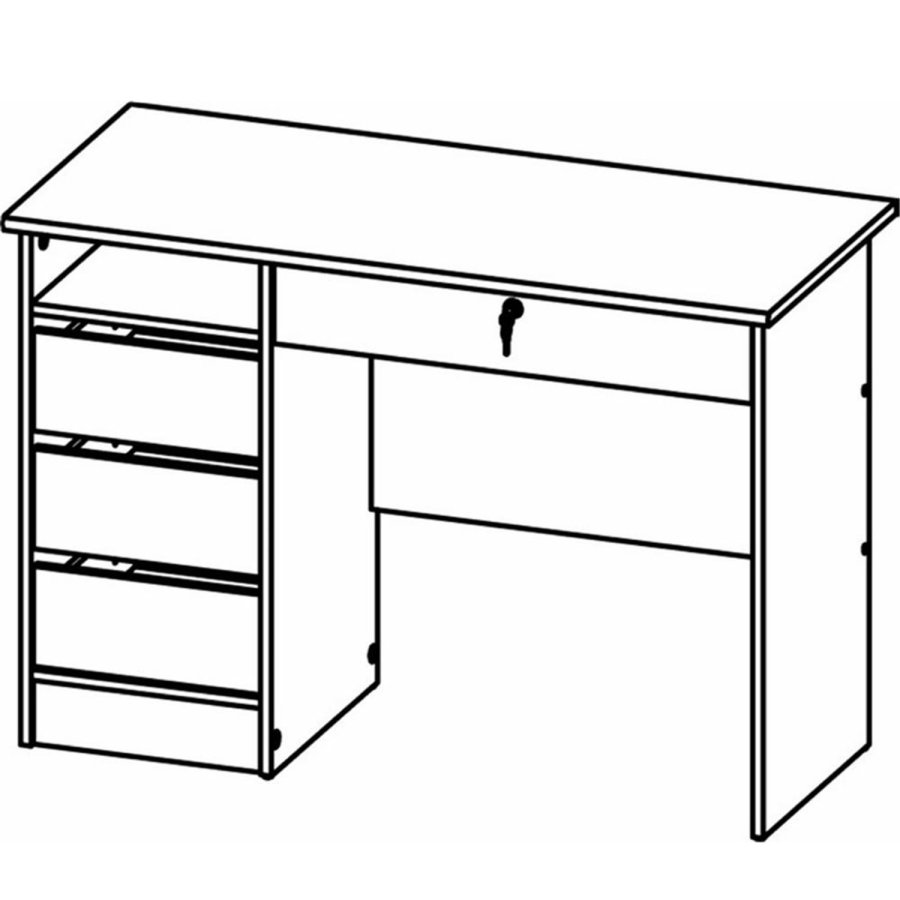 TVILUM Function Plus skrivebord, m. 1 rum og 4 skuffer - hvid folie og melamin (109,3x48,5)