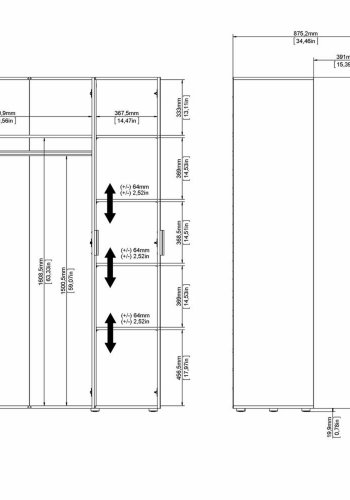 TVILUM Pepe garderobeskab, m. 3 lger - hvid og egetrsfarvet folie
