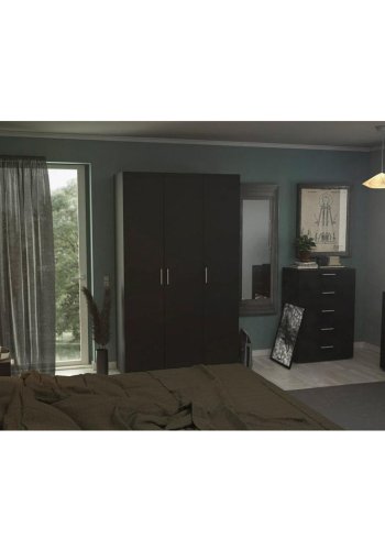 TVILUM Pepe garderobeskab, m. 3 lger - sort folie