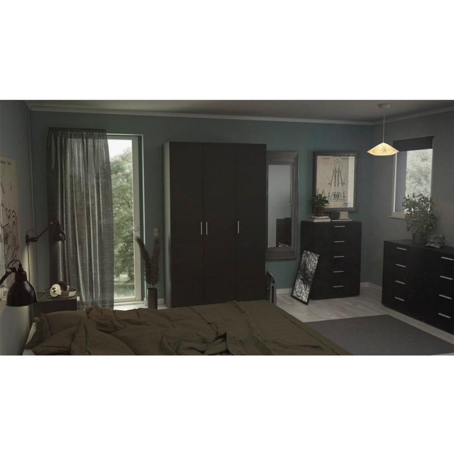 TVILUM Pepe garderobeskab, m. 3 lger - sort folie