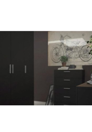 TVILUM Pepe garderobeskab, m. 3 lger - sort folie