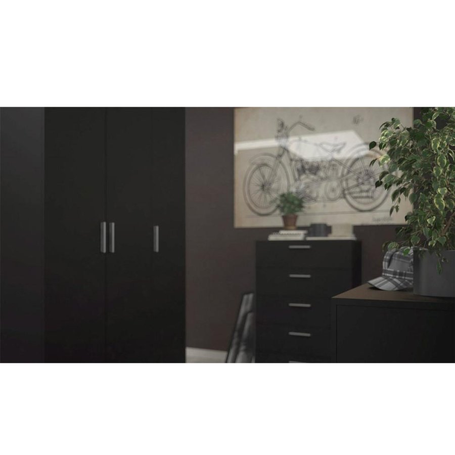 TVILUM Pepe garderobeskab, m. 3 lger - sort folie