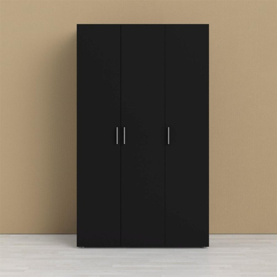 TVILUM Pepe garderobeskab, m. 3 lger - sort folie