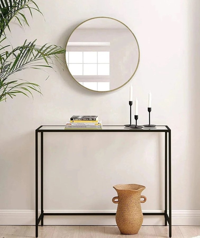 FUNZI LIVING Lrred konsolbord, rektangulr - glas og sort metal (100x30)