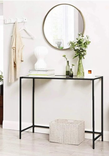 FUNZI LIVING Lrred konsolbord, rektangulr - glas og sort metal (100x30)