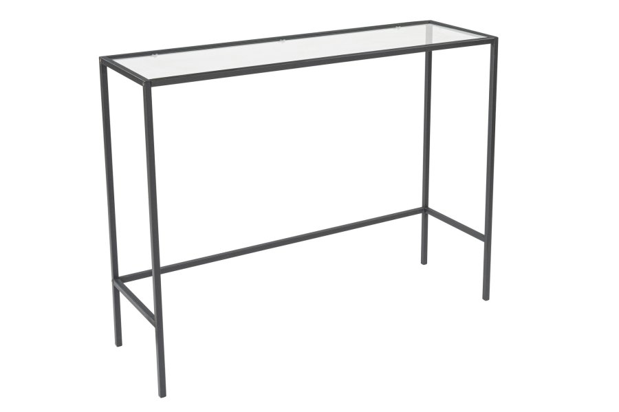 FUNZI LIVING Lrred konsolbord, rektangulr - glas og sort metal (100x30)