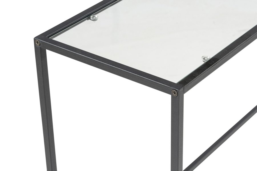 FUNZI LIVING Lrred konsolbord, rektangulr - glas og sort metal (100x30)