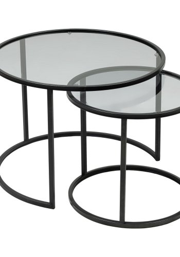 NORDVÄRK Tokyo indskudsborde - glas og sort metal (st med 2)