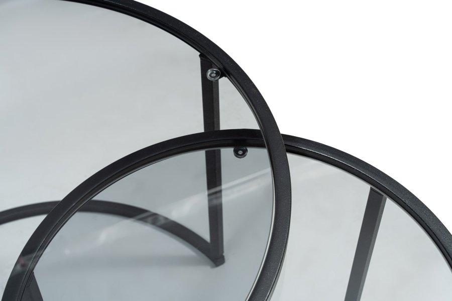 NORDVÄRK Tokyo indskudsborde - glas og sort metal (st med 2)