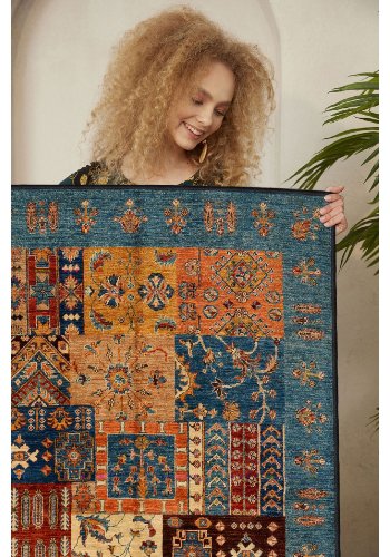 TEPPI EEXFAB445 gulvtppe m. mnster, rektangulr - multifarvet bomuld (120x180)