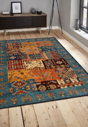 TEPPI EEXFAB445 gulvtppe m. mnster, rektangulr - multifarvet bomuld (160x230)