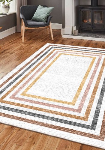 TEPPI EEXFAB878 gulvtppe m. mnster, rektangulr - multifarvet bomuld (160x230)