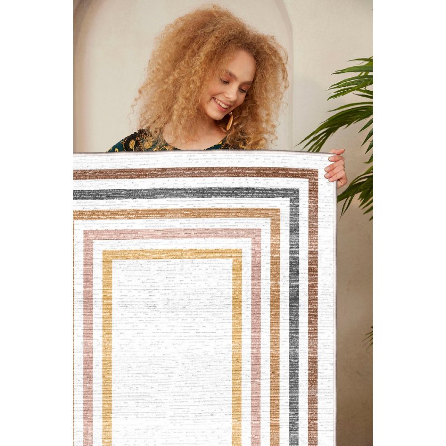 TEPPI EEXFAB878 gulvtppe m. mnster, rektangulr - multifarvet bomuld (160x230)