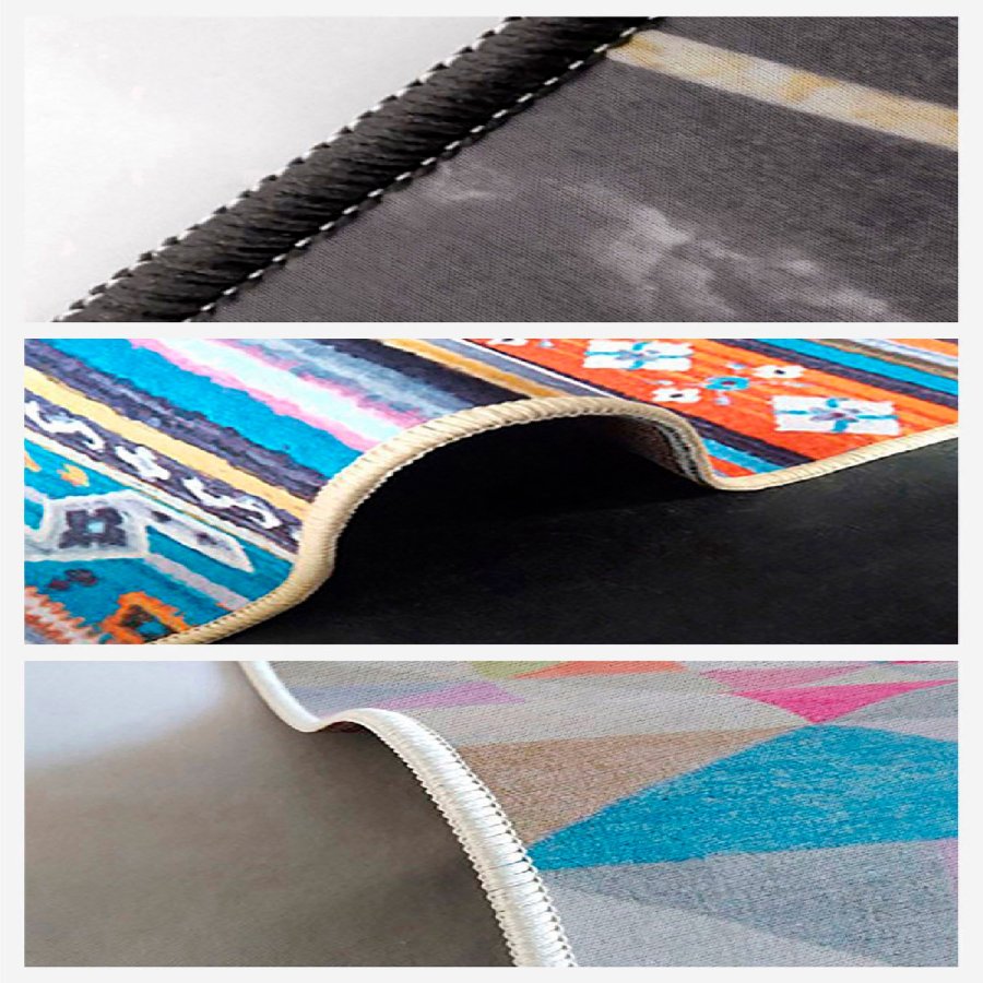 TEPPI WOOSONIL047 gulvtppe m. mnster, rektangulr - multifarvet bomuld (120x180)