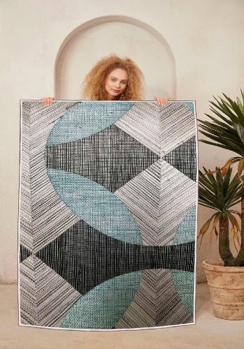 TEPPI WOOSONIL047 gulvtppe m. mnster, rektangulr - multifarvet bomuld (160x230)