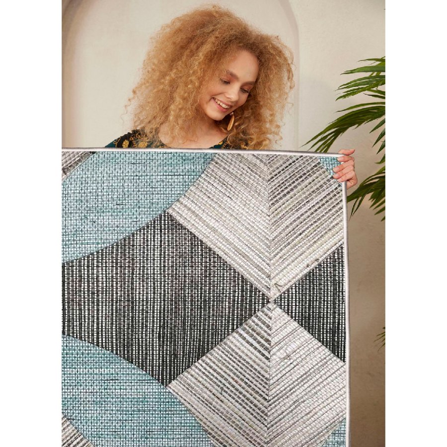 TEPPI WOOSONIL047 gulvtppe m. mnster, rektangulr - multifarvet bomuld (160x230)