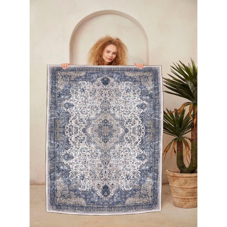 TEPPI WOOSONIL066 gulvtppe m. mnster, rektangulr - multifarvet bomuld (120x180)