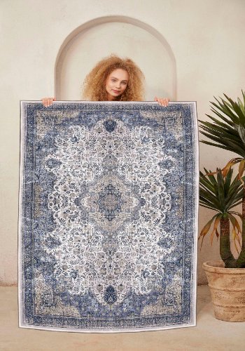 TEPPI WOOSONIL066 gulvtppe m. mnster, rektangulr - multifarvet bomuld (160x230)