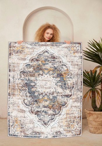 TEPPI WOOSONIL083 gulvtppe m. mnster, rektangulr - multifarvet bomuld (160x230)