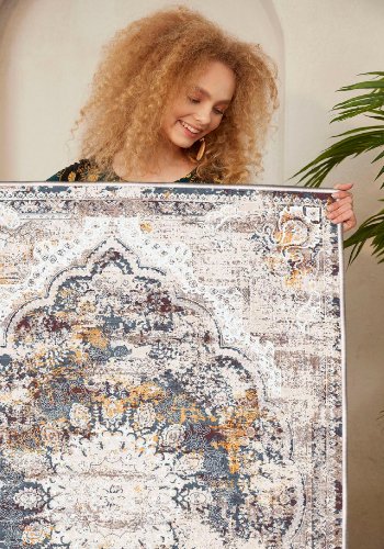 TEPPI WOOSONIL083 gulvtppe m. mnster, rektangulr - multifarvet bomuld (160x230)