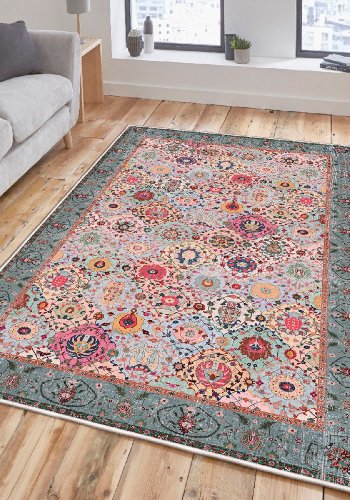 TEPPI WOOSONIL091 gulvtppe m. mnster, rektangulr - multifarvet bomuld (80x150)