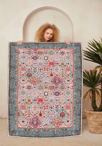 TEPPI WOOSONIL091 gulvtppe m. mnster, rektangulr - multifarvet bomuld (80x150)