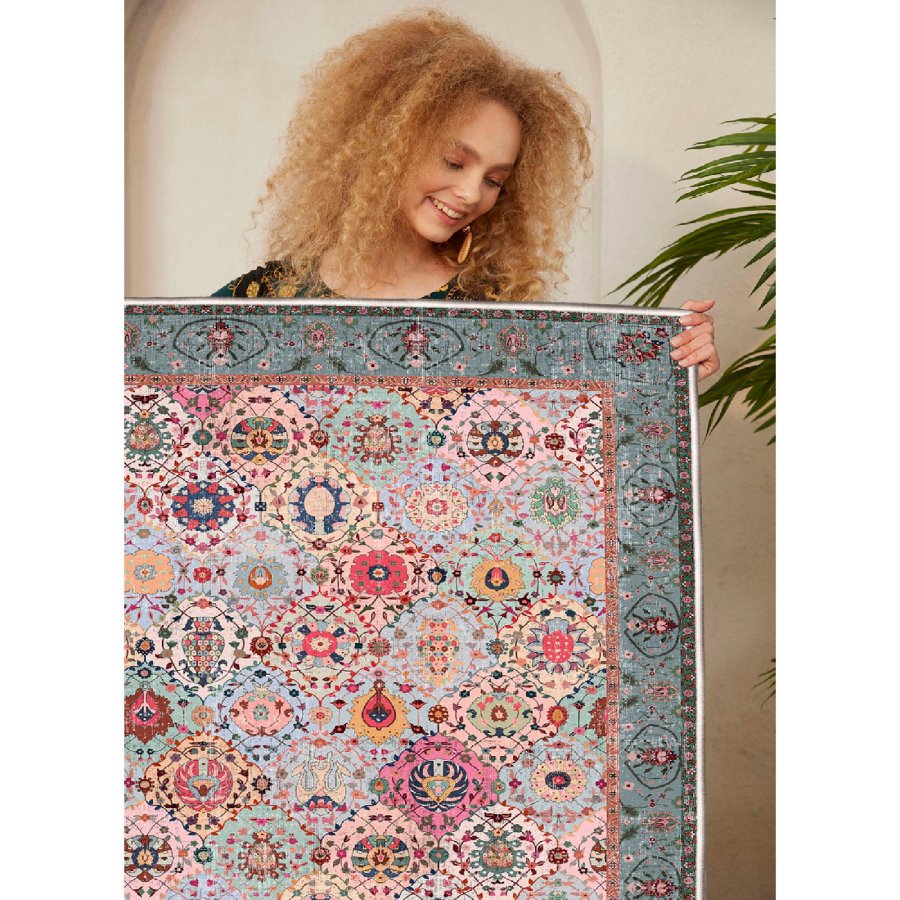 TEPPI WOOSONIL091 gulvtppe m. mnster, rektangulr - multifarvet bomuld (80x150)