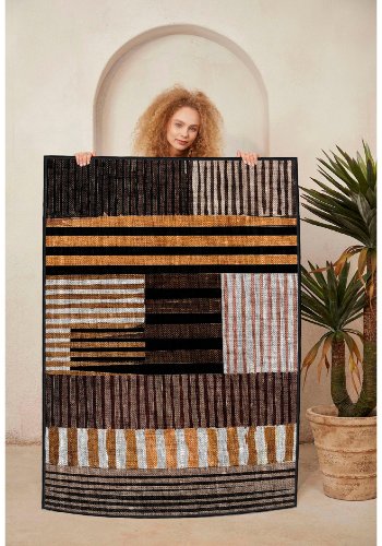 TEPPI WOOSONIL096 gulvtppe m. mnster, rektangulr - multifarvet bomuld (160x230)