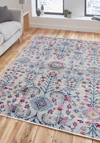 TEPPI WOOSONIL106 gulvtppe m. mnster, rektangulr - multifarvet bomuld (160x230)