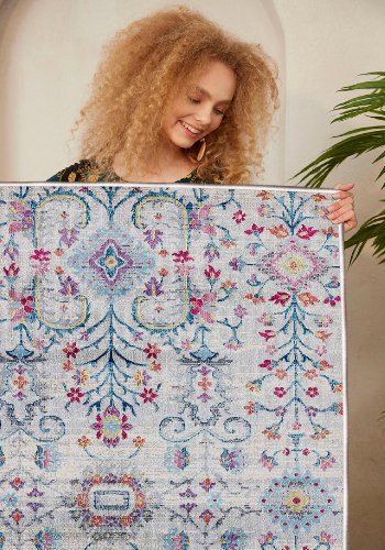 TEPPI WOOSONIL106 gulvtppe m. mnster, rektangulr - multifarvet bomuld (160x230)