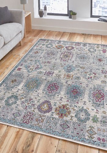 TEPPI WOOSONIL107 gulvtppe m. mnster, rektangulr - multifarvet bomuld (160x230)