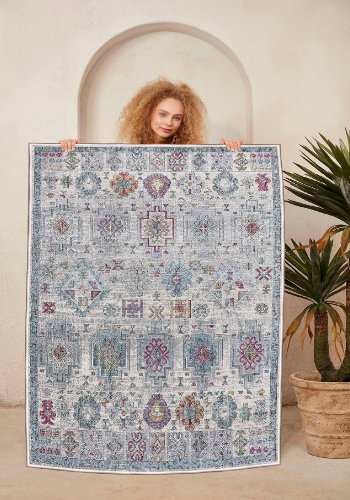 TEPPI WOOSONIL107 gulvtppe m. mnster, rektangulr - multifarvet bomuld (160x230)