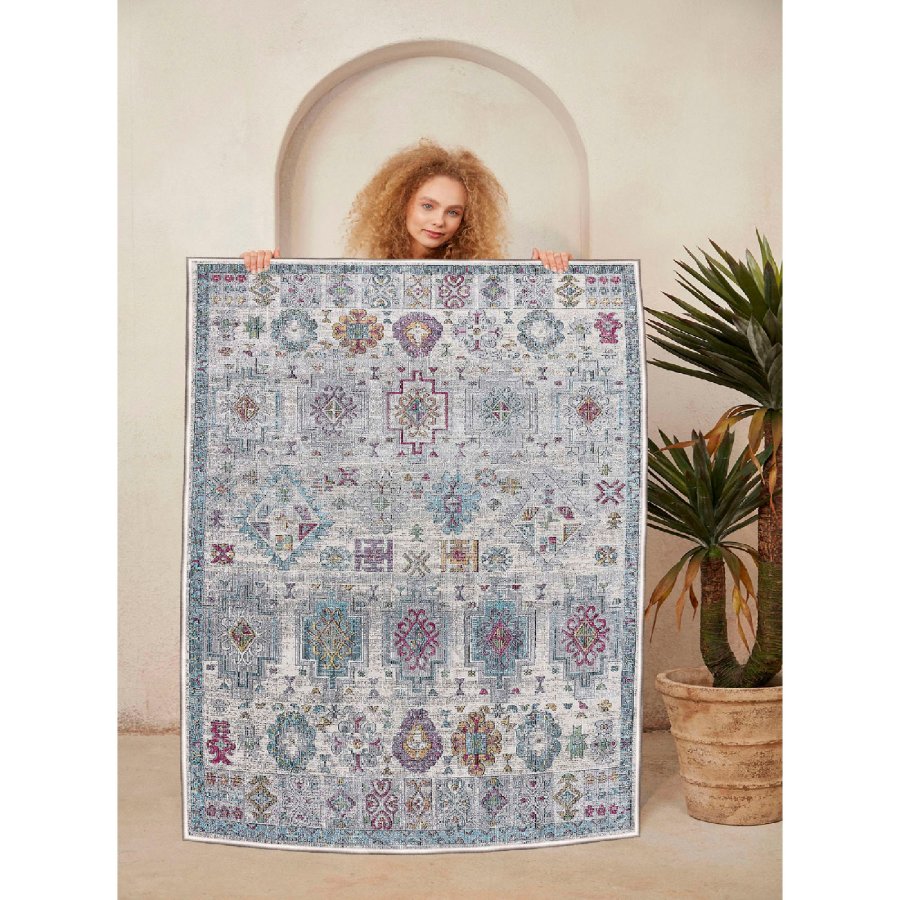 TEPPI WOOSONIL107 gulvtppe m. mnster, rektangulr - multifarvet bomuld (160x230)