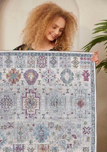 TEPPI WOOSONIL107 gulvtppe m. mnster, rektangulr - multifarvet bomuld (160x230)