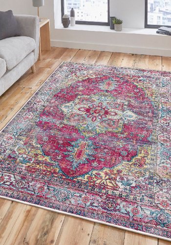 TEPPI WOOSONIL114 gulvtppe m. mnster, rektangulr - multifarvet bomuld (160x230)