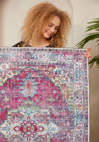 TEPPI WOOSONIL114 gulvtppe m. mnster, rektangulr - multifarvet bomuld (160x230)