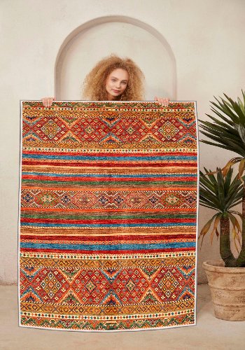 TEPPI WOOSONIL136 gulvtppe m. mnster, rektangulr - multifarvet bomuld (50x80)